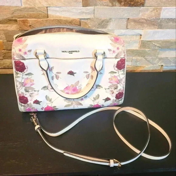 Karl Lagerfeld White and Pink Floral Bag - Picture 2 of 3